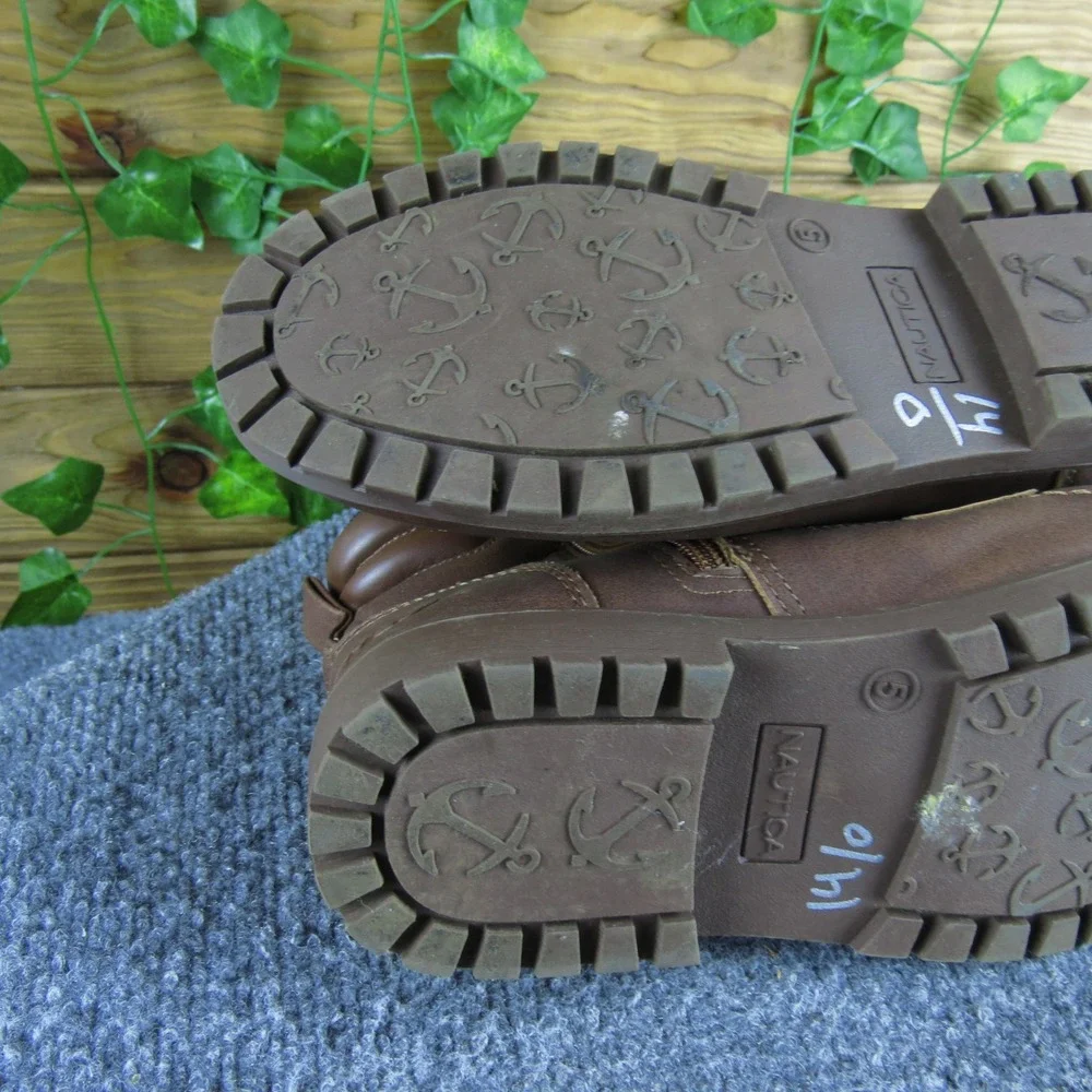 Nautica Zaysan Boys Size 5 Brown Synthetic Lace Up Ankle Boots Casual Outdoor‎